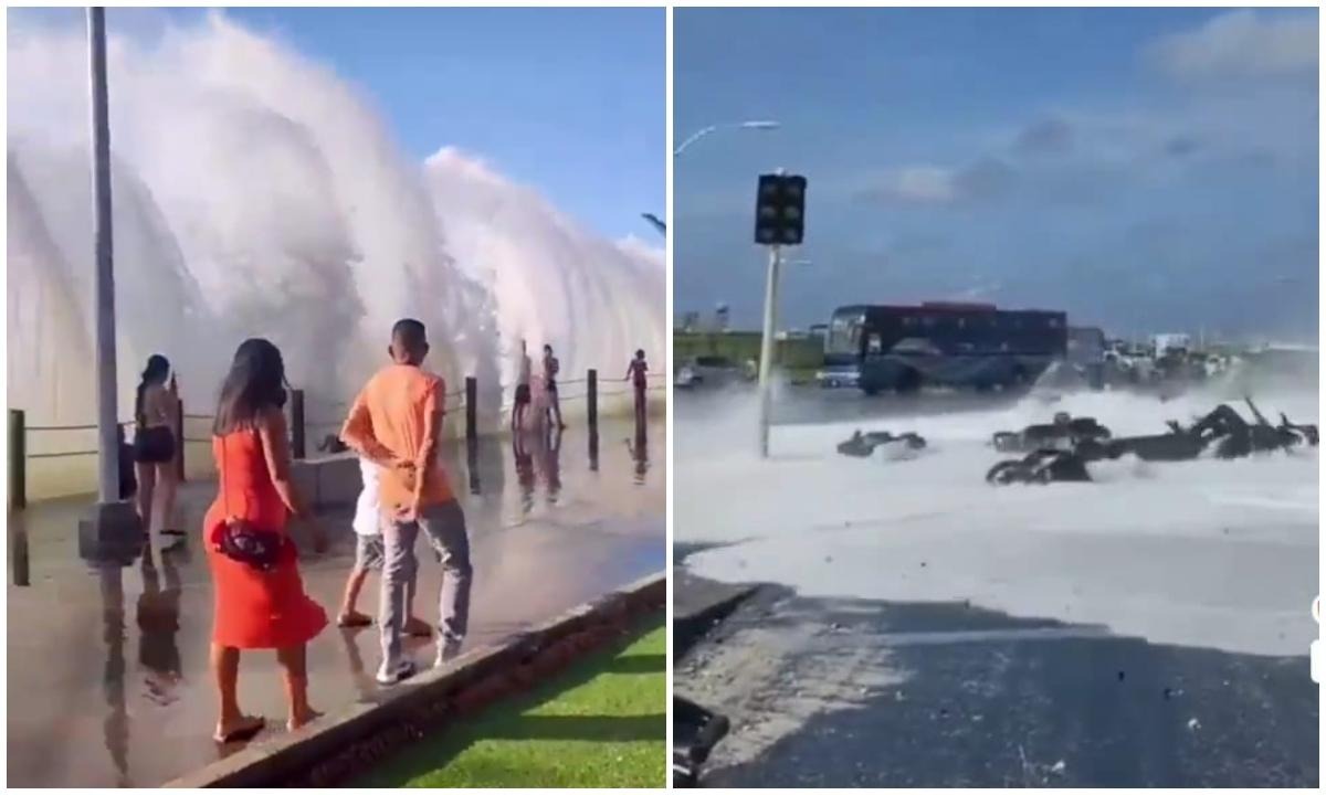 Impresionante Olas Gigantescas Dejan Inundadas Las Calles De Varias