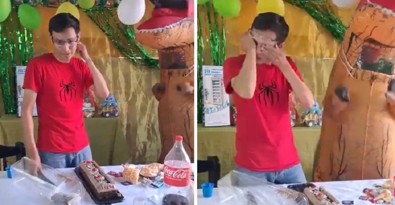 Padre divorciado rompe en llanto luego de que prepara una fiesta de cumpleaños para su hijo y la madre no lo dejara ir