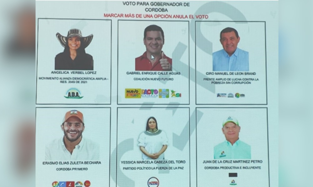 Quedó definido el orden del tarjetón electoral a la Gobernación de Córdoba
