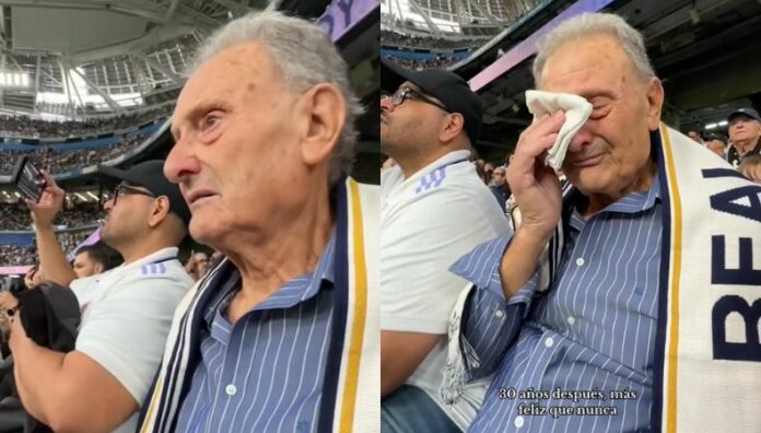 Qué felicidad, abuelito le pedía a su familia un último deseo antes de morir y su nieta lo llevó al Bernabéu