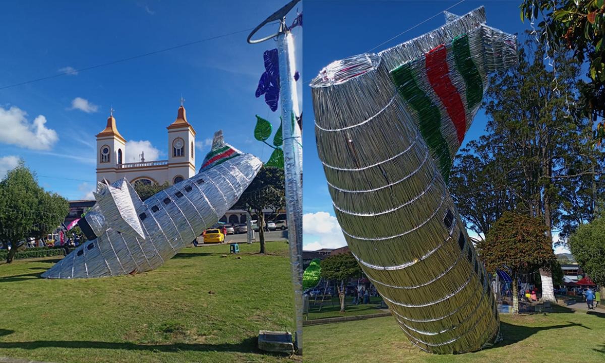 Polémica en Antioquia porque pusieron un avión estrellado navideño alusivo a la tragedia del Chapecoense