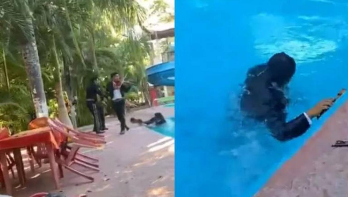 Mariachi se cayó a una piscina en plena serenata; sus compañeros no aguantaron la risa