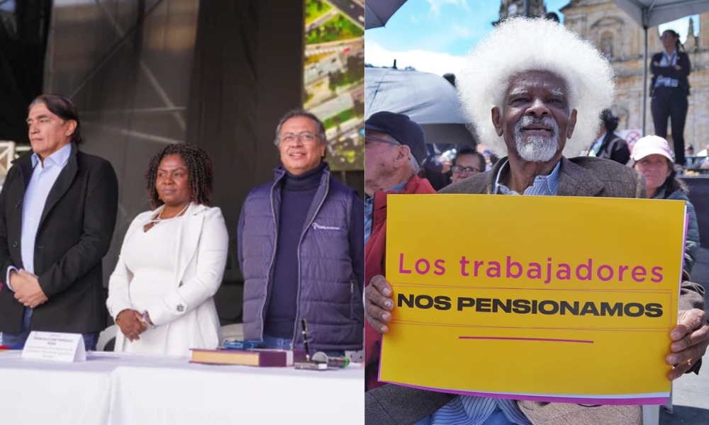 «Petro, amigo, el pueblo está contigo»: en medio de canticos el presidente sancionó la reforma pensional