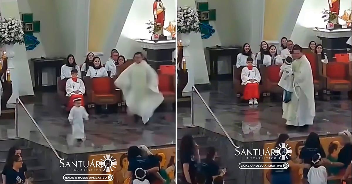 «Nuestro héroe no tiene capa, usa sotana»: sacerdote salva en modo ‘flash’ a niño que se iba a caer del altar