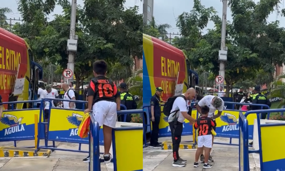 ¡Sueño cumplido! Lucho Díaz firmó una camiseta de la ‘Tricolor’ a un pequeño hincha