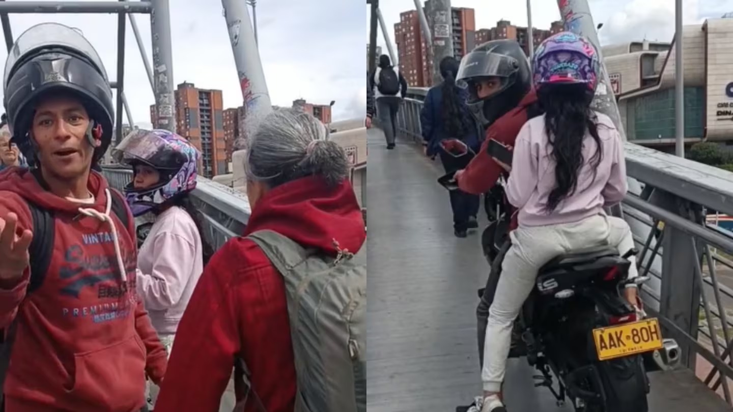 ¿Usted qué haría si una moto se sube a un puente peatonal en Montería?