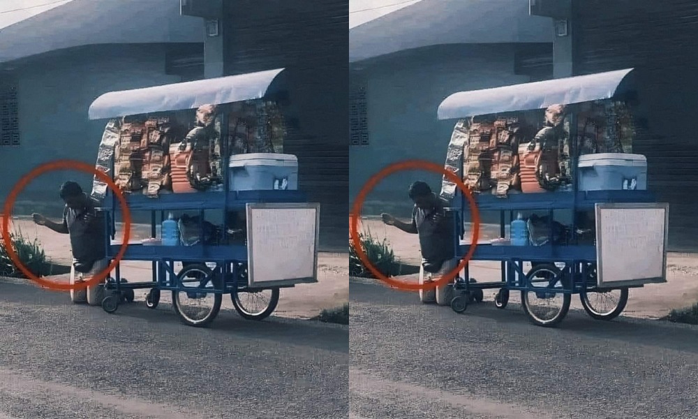 La imagen del día: vendedor ambulante ora antes de iniciar su jornada laboral