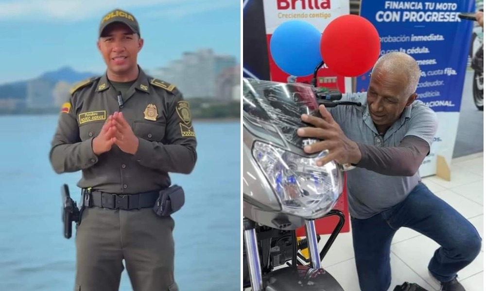 “Me le quito el sombrero”: en redes aplauden a patrullero de la Policía que le regaló una moto nueva a un mototaxista