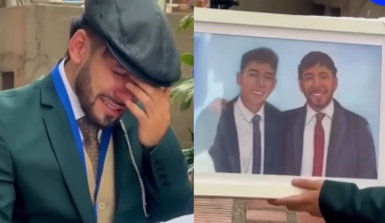 Lágrimas de Amistad: joven llora al recibir cuadro con la foto de su amigo fallecido