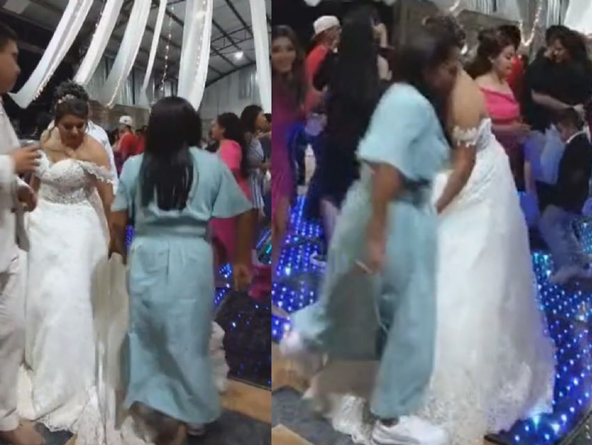 “Con esa tía, para qué enemigas”: critican a mujer por pisarle el vestido de novia a su sobrina