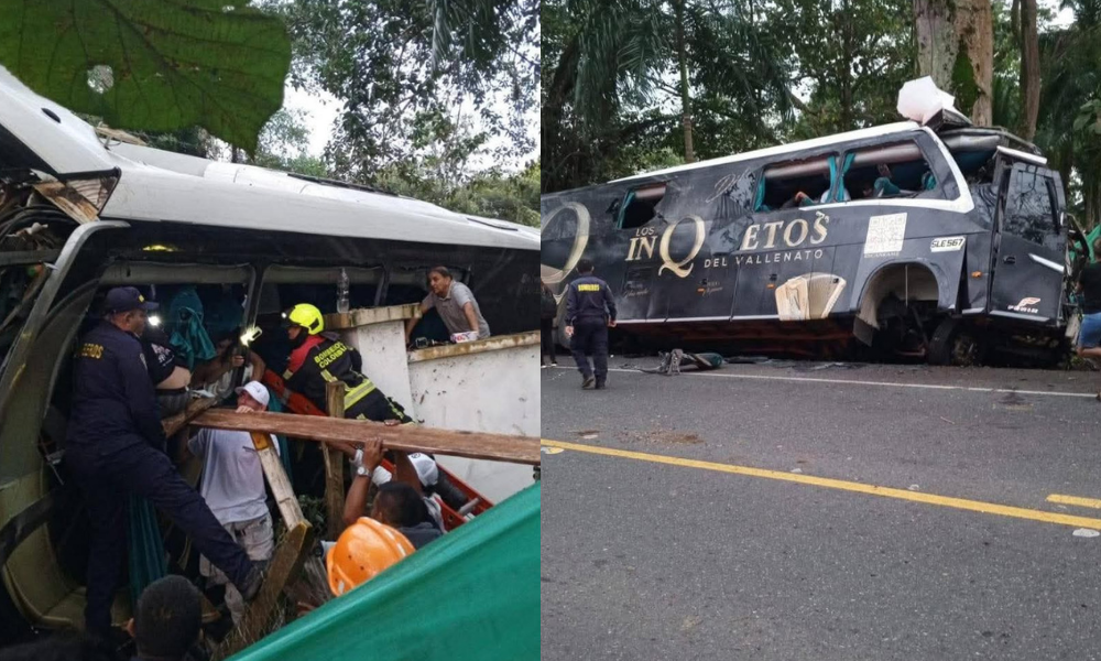 Hay 18 heridos y un fallecido en el accidente de tránsito del bus de ‘Los inquietos del vallenato’