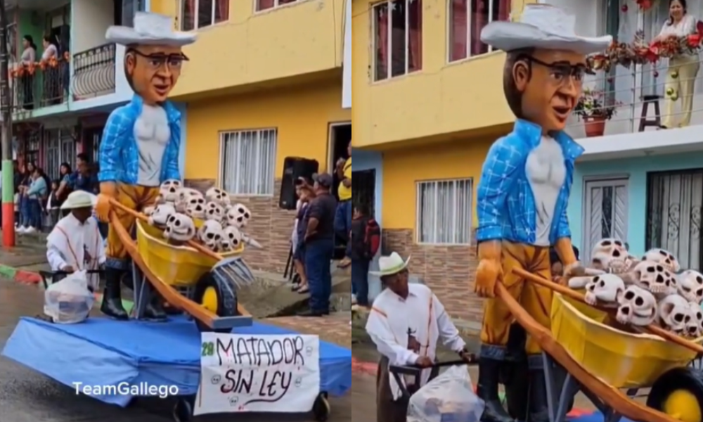 Polémica: Petro publicó video de una carroza de Uribe empujando carretilla llena de calaveras