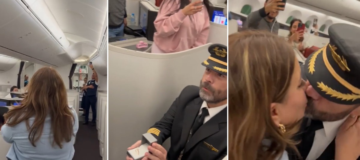 “Mi copiloto del amor y de la vida”: Piloto sorprendió a su novia pidiéndole matrimonio en pleno vuelo