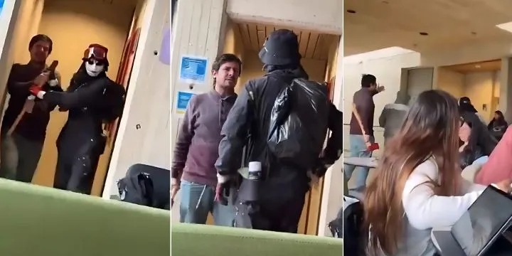 Estudiante enfrentó a los encapuchados y de una se les acabó la guachafita