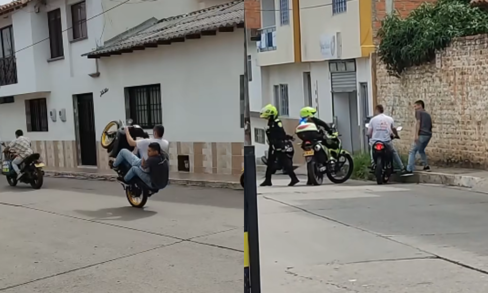 Sin placa, sin casco y haciendo pirueta: ni la Virgen del Carmen los salva del comparendo