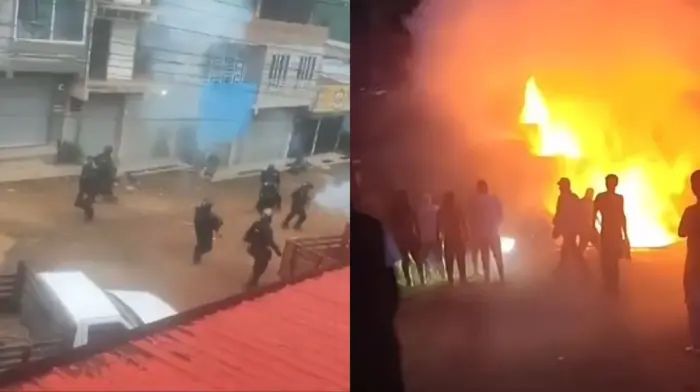 Tanqueta del Ejército fue incinerada en el Cauca, campesinos se enfrentaron con la Policía